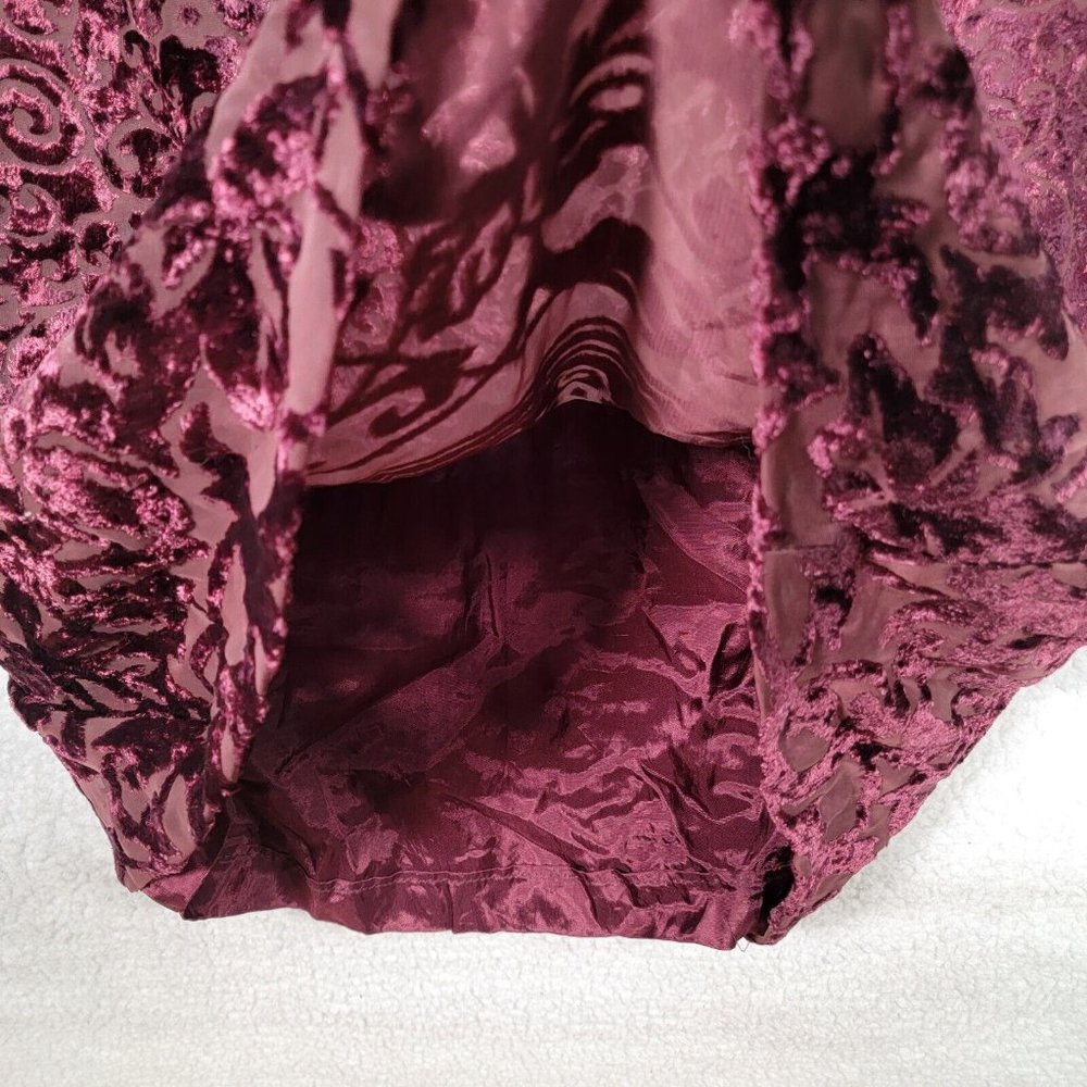 Vintage 90s Y2K Scott McClintock Burgundy Floral Burnout Evening Maxi Sheath - Picture 3 of 12